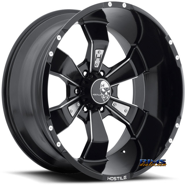 Pictures for Hostile Truck Wheels H103 HAMMERED 6 black flat w/ machined