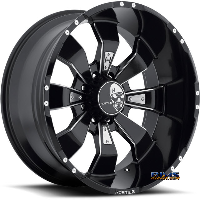 Pictures for Hostile Truck Wheels H103 HAMMERED 8 black flat w/ machined