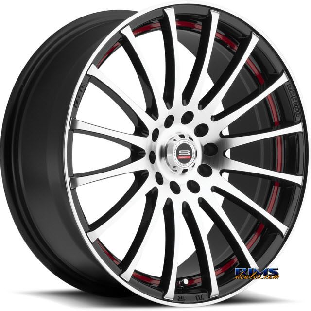 Pictures for Spec 1 Wheels SP- 12 black machined w/ red stripe