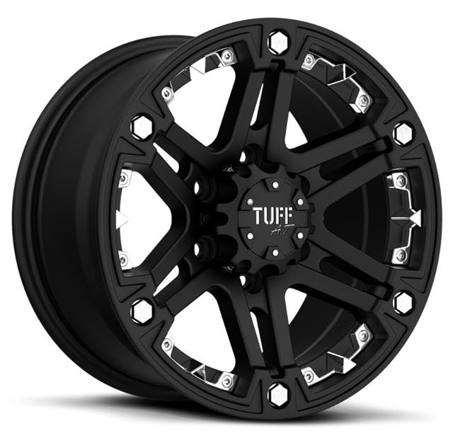 Pictures for Tuff A.T Wheels T01 (Chrome Inserts) Black Flat