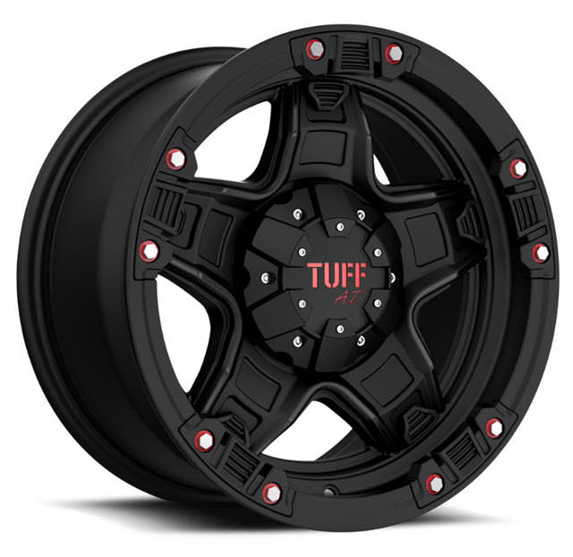 Pictures for Tuff A.T Wheels T10 (Red Accents) Matte Black