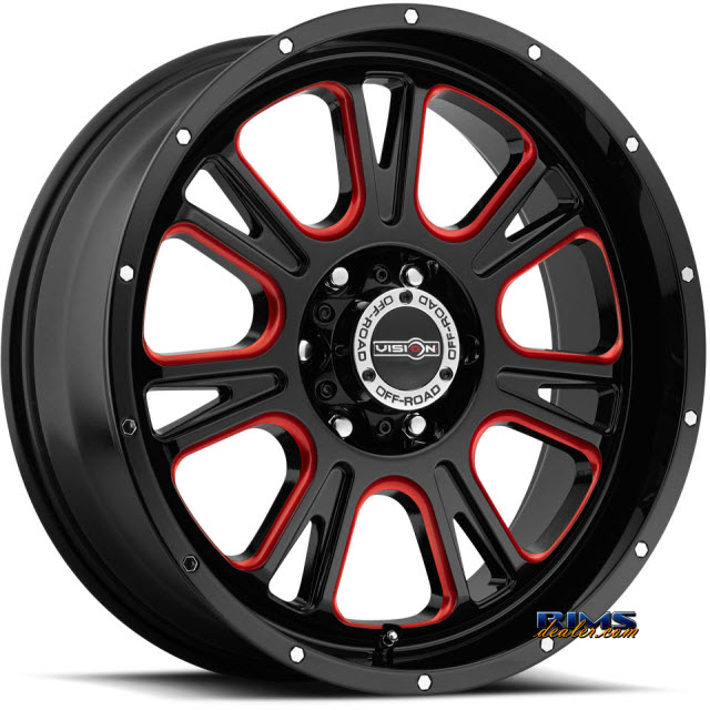 Pictures for Vision Wheel 399 Fury - Red Tint black gloss